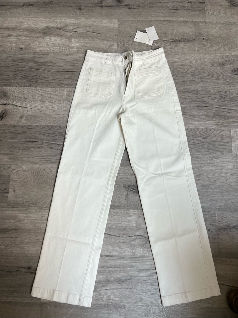 H&M Cream High-Rise Straight Jeans